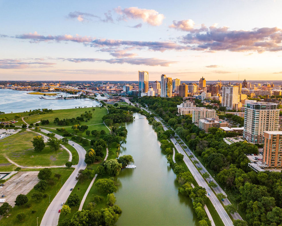 Aerial View of Downtown Milwaukee